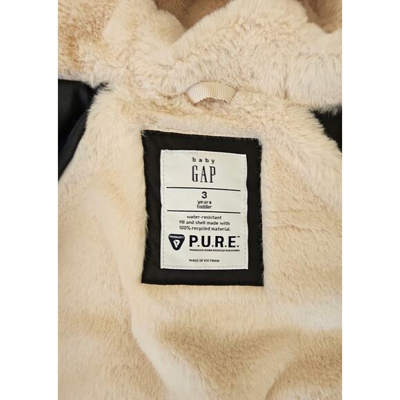 Baby Gap Black Puffer Jacket P.U.R.E Water-Resistant Fur Lined NEW 3YrsToddler - Picture 4 of 7